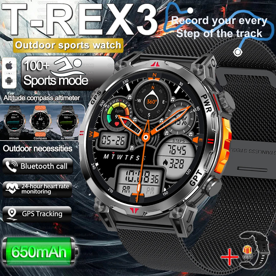 2025 New Military Dual-Band GPS SmartWatch Compass 10ATM Waterproof Tactics Compass Altimeter 100+Sport BT call Smart Watch Men - Fitmora™